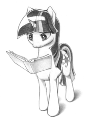 Size: 2200x3000 | Tagged: safe, artist:gem-magic, twilight sparkle, g4, book, high res, monochrome, reading, traditional art