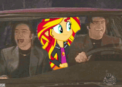 Size: 295x210 | Tagged: safe, edit, sunset shimmer, human, equestria girls, g4, my little pony equestria girls: rainbow rocks, animated, bopping shimmer, female, humanized, irl, male, meme, night at the roxbury, photo, what is love