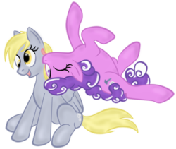 Size: 950x800 | Tagged: safe, artist:virenth, derpy hooves, screwball, earth pony, pegasus, pony, g4, derpball, duo, female, lesbian, licking, mare, shipping, simple background, tongue out, transparent background, upside down