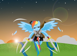 Size: 1200x876 | Tagged: safe, artist:papaudopoulos69, rainbow dash, g4, female, solo, sword