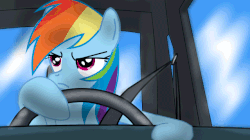 Size: 639x357 | Tagged: safe, artist:papaudopoulos69, rainbow dash, pony, animated, car, driving, female, solo