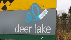 Size: 3264x1836 | Tagged: safe, rainbow dash, g4, deer lake, irl, nl, photo, road sign, sticker