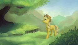 Size: 6500x3800 | Tagged: safe, artist:shedence, applejack, g4, absurd resolution, blank flank, female, scenery, solo