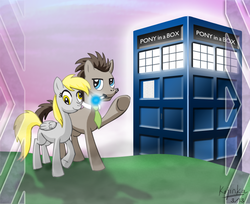 Size: 812x663 | Tagged: safe, artist:kojinkaluigigodzilla, derpy hooves, doctor whooves, time turner, pegasus, pony, g4, doctor who, female, mare, sonic screwdriver, tardis