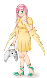 Size: 600x1000 | Tagged: safe, artist:mattygreenleaf, fluttershy, human, g4, female, humanized, solo, winged humanization