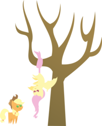 Size: 3375x4176 | Tagged: safe, artist:v0jelly, applejack, fluttershy, g4, flutterbat, pointy ponies, simple background, transparent background, upside down, vector