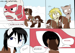 Size: 2446x1744 | Tagged: safe, artist:ihasjessie-kat, pony, attack on pony, attack on titan, giant pony, macro, ponified, scene interpretation