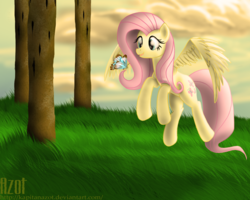 Size: 1920x1536 | Tagged: safe, artist:kapitanazot, fluttershy, butterfly, g4, female, forest, solo