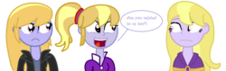 Size: 990x314 | Tagged: safe, artist:berrypunchrules, cloud kicker, cloudy kicks, lavender lace, equestria girls, g4, background human, equestria girls-ified, headcanon, speech bubble