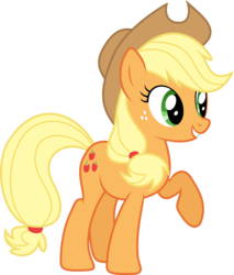 Size: 7028x8264 | Tagged: safe, artist:djdavid98, artist:uxyd, applejack, earth pony, pony, fall weather friends, g4, .ai available, .svg available, absurd resolution, female, raised hoof, simple background, solo, transparent background, vector