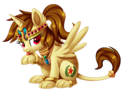 Size: 2000x1481 | Tagged: safe, artist:centchi, oc, oc only, oc:katya ironstead, alicorn, original species, pony, sphinx, alicorn oc, bedroom eyes, colored, commission, crown, cute, female, jewelry, licking, necklace, nightmare night, ocbetes, paws, simple background, solo, species swap, sphinx oc, sphinxified, tongue out, transparent background