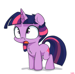 Size: 900x883 | Tagged: dead source, safe, artist:mistydash, twilight sparkle, g4, adorkable, chest fluff, chibi, cute, dork, female, filly, simple background, solo