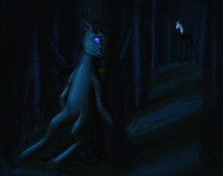 Size: 888x700 | Tagged: safe, artist:adeptus-monitus, oc, oc only, forest, night, slenderpony