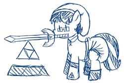 Size: 500x334 | Tagged: safe, artist:fillyscoots42, oc, oc only, oc:tenerius, diaper, link, monochrome, non-baby in diaper, poofy diaper, solo, the legend of zelda, tmi tuesday, triforce