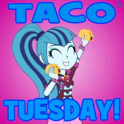 Size: 400x400 | Tagged: safe, artist:animatorphoenix, sonata dusk, equestria girls, g4, my little pony equestria girls: rainbow rocks, animated, clothes, cute, eyes closed, female, food, skirt, solo, sonatabetes, sonataco, taco, taco tuesday, that girl sure loves tacos, that siren sure does love tacos