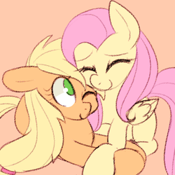 Size: 900x900 | Tagged: safe, artist:pegacornss, applejack, fluttershy, g4, female, lesbian, ship:appleshy, shipping