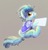 Size: 1193x1250 | Tagged: dead source, safe, artist:quartz-poker, oc, oc only, crystal pony, pony, futuristic, hologram, jetpack, looking back, sitting, solo