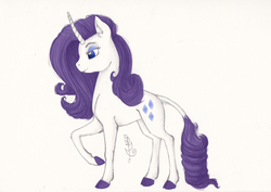 Size: 2303x1631 | Tagged: safe, artist:eveningbloom, rarity, classical unicorn, g4, female, horn, leonine tail, solo