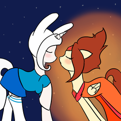 Size: 1600x1600 | Tagged: safe, oc, oc only, oc:ivory lace, oc:vanity, pegasus, pony, unicorn, adventure time, clothes, cosplay, costume, duo, duo female, female, fionna the human, flame princess, halloween, lesbian, mare, shipping, tumblr