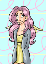 Size: 463x637 | Tagged: safe, artist:mcwhale4, fluttershy, human, g4, female, humanized, solo, winged humanization
