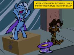 Size: 1280x960 | Tagged: safe, artist:grandpalove, cheese sandwich, trixie, pony, unicorn, ask trixie and cheese, g4, burned, female, mare, tumblr