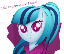 Size: 1361x1139 | Tagged: safe, artist:vipeydashie, sonata dusk, earth pony, pony, equestria girls, g4, clothes, cute, earth pony sonata dusk, equestria girls outfit, equestria girls ponified, female, hoodie, ponified, solo, sonatabetes, sonataco, sweater, that girl sure loves tacos, that pony sure does love tacos, that siren sure does love tacos