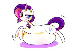 Size: 1600x1200 | Tagged: safe, artist:hosikawa, rarity, pony, unicorn, g4, belly, fat, female, fetish, full, obese, raritubby, simple background, solo, too fat to move, white background