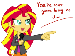 Size: 849x643 | Tagged: safe, artist:puetsua, sunset shimmer, equestria girls, g4, female, microphone, solo, wicked