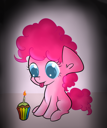 Size: 500x598 | Tagged: safe, artist:kiwifingers, pinkie pie, g4, cupcake, cute, female, filly, solo