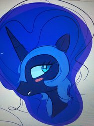 Size: 774x1032 | Tagged: safe, artist:lance, nightmare moon, alicorn, pony, g4, blushing, female, sketch, solo