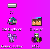 Size: 160x158 | Tagged: safe, twilight sparkle, g4, dora márquez, dora the explorer, nyan cat, pixel art, windows 93