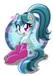 Size: 1480x2100 | Tagged: safe, artist:danmakuman, sonata dusk, pegasus, pony, g4, blushing, clothes, cute, danmakuman is trying to murder us, equestria girls ponified, female, heart, looking at you, mare, open mouth, pink socks, ponified, simple background, sitting, smiling, socknata, socks, solo, sonatabetes, transparent background, weapons-grade cute