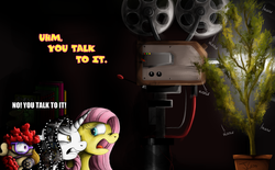 Size: 1200x742 | Tagged: safe, artist:jamescorck, fluttershy, twist, oc, oc:movie slate, g4, m. night shyamalan, the happening, tumblr