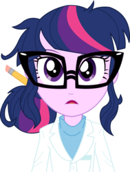 Size: 2630x3478 | Tagged: safe, artist:sketchmcreations, sci-twi, twilight sparkle, equestria girls, g4, my little pony equestria girls: rainbow rocks, adorkable, clothes, cute, dork, female, high res, inkscape, lab coat, open mouth, pencil, simple background, solo, transparent background, vector