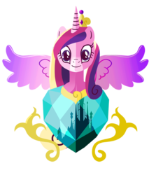 Size: 600x673 | Tagged: safe, artist:ii-art, princess cadance, alicorn, pony, g4, crystal heart, female, hooves, horn, jewelry, lineless, looking at you, mare, regalia, simple background, solo, spread wings, tiara, transparent background, wings