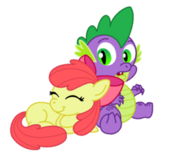 Size: 800x727 | Tagged: safe, artist:aleximusprime, apple bloom, spike, dragon, earth pony, pony, g4, eyes closed, female, male, ship:spikebloom, shipping, simple background, sitting, sleeping, straight, transparent background, vector