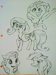 Size: 914x1225 | Tagged: safe, artist:pupperson9, fluttershy, pinkie pie, rainbow dash, rarity, g4, traditional art