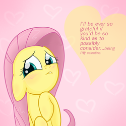 Size: 700x700 | Tagged: safe, artist:isa-isa-chan, fluttershy, g4, blushing, bronybait, female, lip bite, solo, valentine