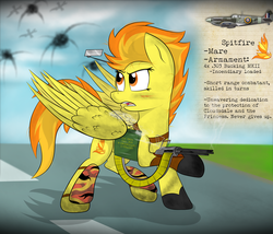 Size: 3500x3000 | Tagged: safe, artist:dangercloseart, spitfire, g4, female, gun, high res, military, solo