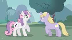 Size: 1728x968 | Tagged: safe, artist:ludiculouspegasus, dinky hooves, sweetie belle, g4, angry, cutie mark, older