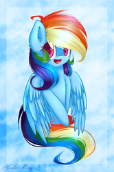 Size: 1024x1544 | Tagged: safe, artist:youkimay, rainbow dash, g4, female, smiling, solo