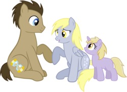 Size: 1099x793 | Tagged: safe, artist:ludiculouspegasus, derpy hooves, dinky hooves, doctor whooves, time turner, pegasus, pony, g4, equestria's best mother, female, male, mare, ship:doctorderpy, shipping, simple background, straight, transparent background