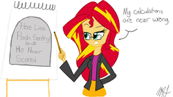 Size: 1280x722 | Tagged: safe, artist:ladylightheart, flash sentry, sunset shimmer, equestria girls, g4, female, glasses, solo