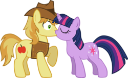 Size: 2703x1664 | Tagged: safe, artist:ludiculouspegasus, braeburn, twilight sparkle, earth pony, pony, unicorn, g4, crack shipping, female, male, mare, ship:twiburn, shipping, simple background, stallion, straight, transparent background, unicorn twilight