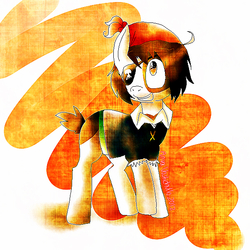 Size: 600x600 | Tagged: safe, artist:blue-otaku, pipsqueak, earth pony, g4, abstract background, colt, eyepatch, foal, grin, male, pirate costume, smiling, solo