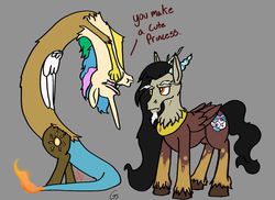 Size: 1423x1036 | Tagged: safe, artist:greyscaleart, discord, princess celestia, g4, comedy, princess discord, role reversal