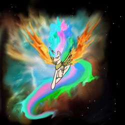 Size: 6000x6000 | Tagged: safe, artist:greyscaleart, princess celestia, g4, absurd resolution, female, fire, solo, space