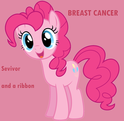 Size: 1600x1562 | Tagged: safe, pinkie pie, g4, breast cancer, engrish, female, misspelling, solo, text, vector, wat