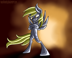 Size: 1500x1200 | Tagged: safe, artist:neoncel, derpy hooves, pony, g4, bipedal, female, solo, spread wings, windswept mane