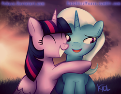 Size: 1800x1400 | Tagged: safe, artist:pshyzomancer, trixie, twilight sparkle, alicorn, pony, g4, female, hug, lesbian, mare, ship:twixie, shipping, twilight sparkle (alicorn)